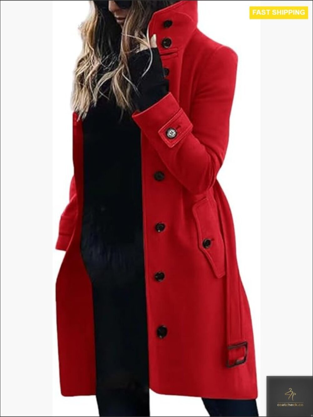Classic Wool Pea Coat Fitted Midi Long Business Casual Elegant Winter Overcoat